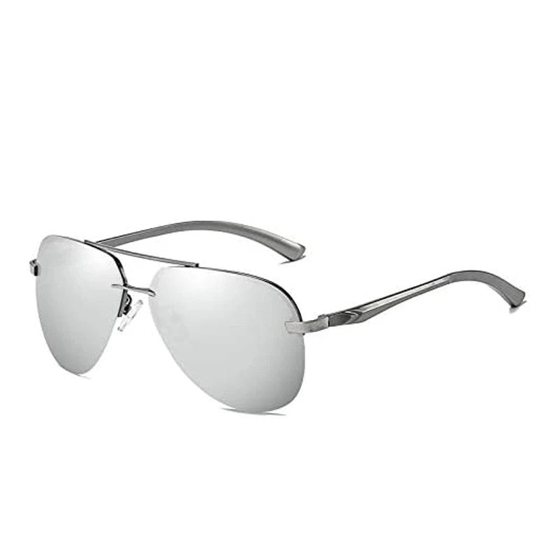 NALANDA Silver Polarized Aviator Sunglasses UV400 Mirrored; ECVV