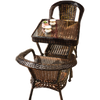 Balcony Table And Chair Small Tea Table Rattan Chair Three Piece Set Leisure Tea Table Courtyard Tengteng Chair 65 Square Table + Two Chairs