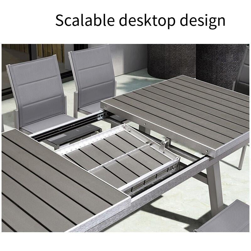Outdoor Table And Chair Courtyard Telescopic Table Villa Garden Plastic Wood Table And Chair Combination Outdoor Balcony Seat