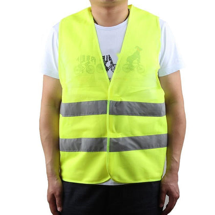 15 Pieces Yellow Cloth Reflective Vest (Silver Reflective Strip Front Two Back Two) Yellow Free Size