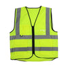 6 Pieces Multi Pocket Cloth Fluorescent Vest (Silver Gray Reflective Strip Front Four Back Four Pockets) Yellow Uniform