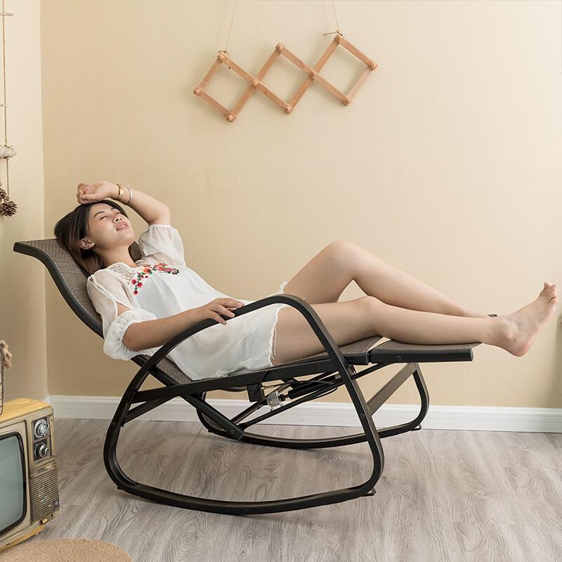 Folding Rocking Chair Recliner Chair For Adults And Elderly Easy Chair Multifunctional Nap Chair Backrest Lazy Leisure Rocking Chair Household