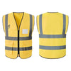 6 Pieces Safety Vest Fluorescent Reflective Vest Multi-Pocket Safety Suit Construction Worker Traffic Sanitation Protection Cloth - Yellow