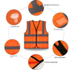 10 Pieces Reflective Clothing Multi Pocket Worker's Orange Free Size