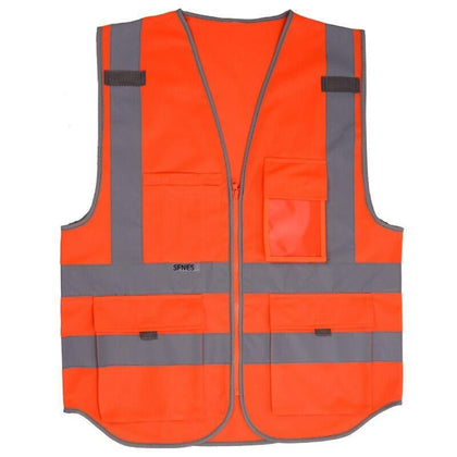 Multifunctional Reflective Vest Construction Site Reflective Vest Fluorescent Orange M