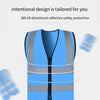 10 Pieces Reflective Vest Zipper Safety Vest Fluorescent Blue Traffic Safety Warning Vest 4 Reflective Strips Sanitation Construction Riding Safety Suit