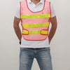 25 Pieces Reflective Vest Reflective Vest Fluorescent Orange Mesh Car Traffic Safety Warning Vest Sanitation Construction Duty Riding Safety Suit