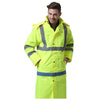 Long PU Coated Windproof And Rainproof Suit Fluorescent Yellow Size S-3XL