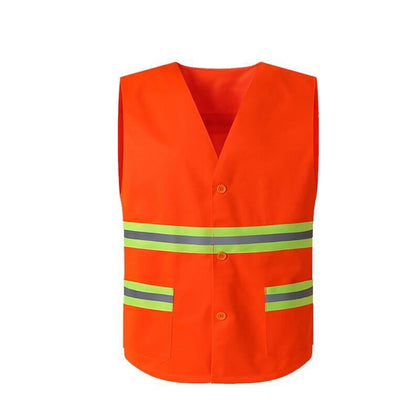 6 Pieces Button Type Reflective Vest Sanitation Worker's Labor Safety Protection Vest Road Cleaning Work Clothes Labor Protection Clothes - Orange