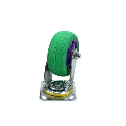 8 Inch Caster Silent Solid Rubber Wheel Flat Cart Wheel Heavy Caster Universal Wheel Green Purple