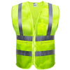 10 Pieces Multi Pocket Safety Vest Reflective Vest for Sanitation Road Construction Rescue Night Runing Riding - Fluorescent Yellow