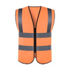 10 Pieces Safety Vest Zipper Reflective Vest Fluorescent Orange Safety Warning Vest 4 Reflective Strips for Sanitation Construction Riding - Orange