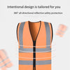 10 Pieces Safety Vest Zipper Reflective Vest Fluorescent Orange Safety Warning Vest 4 Reflective Strips for Sanitation Construction Riding - Orange