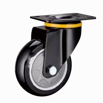 4 Sets 2.5 Inch Flat Bottom Caster Wheels Movable Black Polyurethane (PU) Casters