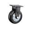 Black 8 Inch Fixed Heavy Duty Casters 8Pcs Imported Elastic Natural Rubber (ER) Caster Double Ball Bearings Directional Wheel - 8Pcs