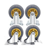 Universal Wheel Silent Heavy Rubber Caster 4 Inch Standard 2 Sets + 2 Brakes / Set