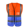 6 Pieces Zipper Multi Pocket Reflective Vest Car Traffic Safety Warning Vest Reflective Sanitation Construction Duty Riding Safety Suit Orange Blue