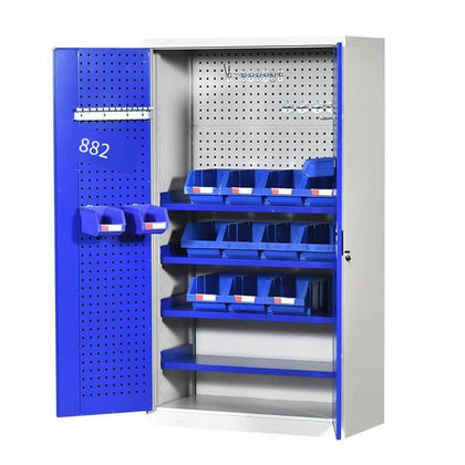Heavy Duty Tool Cabinet Storage Cabinet With Hanging Board Multi Funnction Thickeed Double Door Tool Cabinet Blue Set Without Net