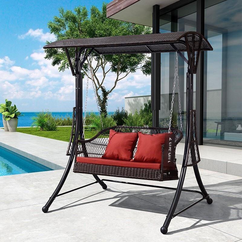 Outdoor Rattan Swing Double Rocking Chair Balcony Leisure Chair Indoor Hanging Chair Rocking Chair Courtyard Hammock