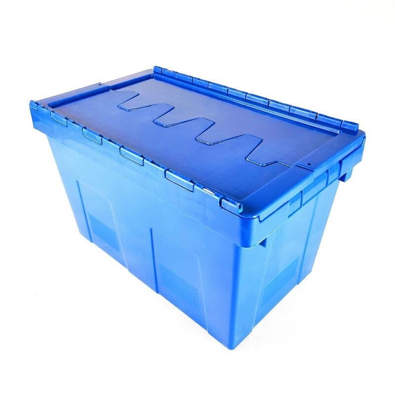 600 * 400 * 450mm Inclined Plug Turnover Box With Cover Logistics Transfer Box Material Basket Inclined Plug Box Super Distribution Box Blue