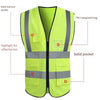 10 Pieces Reflective Vest Safety Protection Multi-Pocket Reflective Vest Zipper Fluorescent Vest Automobile Traffic Safety Warning Emergency Rescue Vest