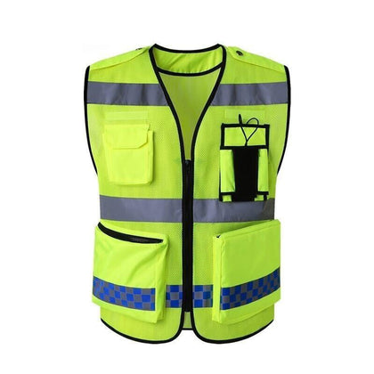 Mesh Reflective Vest Multi Function Multi Pocket Road Construction Safety Clothes Breathable Vest Mesh (reflective Strip)