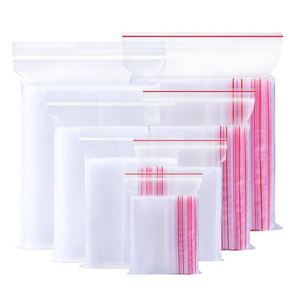 6 Bags 100 Pieces Disposable PE 8 Silk 18cm * 26cm Self Sealing Bag Thickened Transparent Zipper Bag Sample Storage Bag