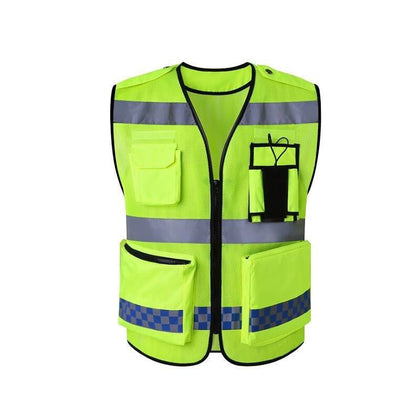 Mesh Type Night Work Reflective Vest Highlight Warning Reflective Vest Safety Suit for Traffic Engineering Construction - Fluorescent Green