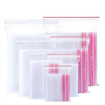 6 Bags 1000 Pieces Disposable PE 12 Thread Self Sealing Bag Thickened Transparent Sealed Bag Zipper Bag Sample Storage Bag