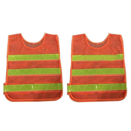 10 Pieces Orange Fish Net Reflective Vest Fits for Men and Women High Visibility Safety Vests