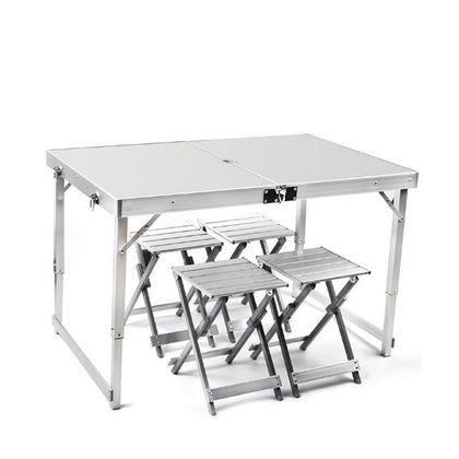 1.2m Aluminum Alloy Folding Table Set Outdoor Folding Table And Chair Portable Outdoor Folding Picnic Table + 4 Stools