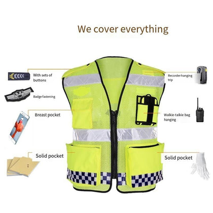 Police Reflective Vest Without Printed Fluorescent Yellow