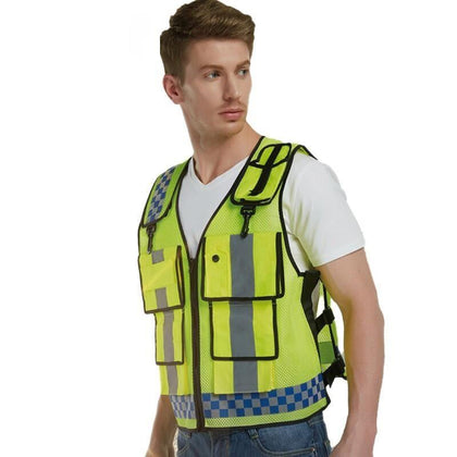 Multifunctional Duty Vest Reflective Vest Without Printed Comfortable Breathable And Highly Reflective Fluorescent Yellow