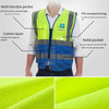 6 Pieces High Visibility Reflective Safety Vests with Pockets and Zipper Front 2 Highly Reflective Strips for Safety Working Running - Fluorescent Yellow+Blue