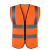 10 Pieces Zipper Type Reflective Vest Traffic Safety Warning Vest 4 Reflective Strips Construction Riding Safety Vest - Orange