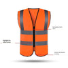 10 Pieces Zipper Type Reflective Vest Traffic Safety Warning Vest 4 Reflective Strips Construction Riding Safety Vest - Orange