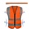 10 Pieces Zipper Type Reflective Vest Traffic Safety Warning Vest 4 Reflective Strips Construction Riding Safety Vest - Orange