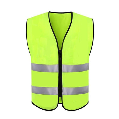 10 Pieces High Visibility Reflective Safety Vests Zipper Reflective Vest Fluorescent Yellow Breathable Construction Workwear