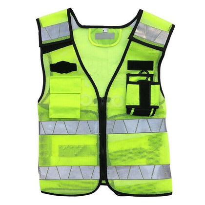 Mesh Reflective Vest Multi-function Multi Pocket Traffic Road Construction Warning Breathable Vest