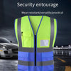 6 Pieces Zipper Multi-Pocket Reflective Vest Safety Warning Vest 4 Reflective Strips for Environmental Sanitation Construction Riding - Fluorescent Yellow+Blue