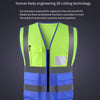 6 Pieces Zipper Multi-Pocket Reflective Vest Safety Warning Vest 4 Reflective Strips for Environmental Sanitation Construction Riding - Fluorescent Yellow+Blue