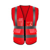 10 Pieces High Visibility Safety Vest With Reflective Strips And Zipper Pockets Construction Work Uniform Securities Clothing - Red