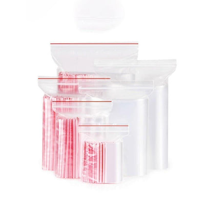 6 Bags 1000 Pieces Disposable PE 8 Thread Self Sealing Bag Thickened Transparent Sealed Bag Zipper Bag Sample Storage Bag