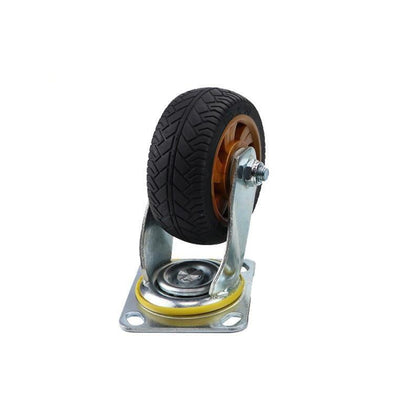 Caster Silent Solid Rubber Wheel Flat Wheelbarrow Wheel Heavy Caster 8 Inch Universal Wheel Black Gold
