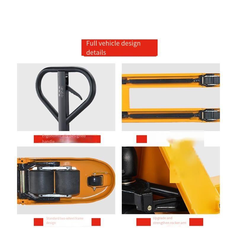 Manual Hydraulic Truck Forklift 2t Carrier Hydraulic Tractor Floor Bull Hand Push Pull Pallet Forklift Lift Loading And Unloading  Fork Width 550mm Nylon Double Wheel
