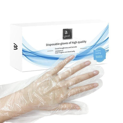6 Bags Disposable Gloves Plastic Transparent Gloves Kitchen Cleaning Tableware Sanitary Box Extractable Food Grade PE Film Gloves 500 Pieces / Box