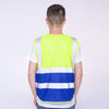 6 Pieces Yellow And Blue Stitching Reflective Vest Mesh (Including Simple Print On The Chest) 1 Piece