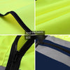 6 Pieces Multi Pocket Reflective Vest High Visibility Zipper Vest Safety Warning Vest 4 Reflective Strips - Fluorescent Yellow+ Blue