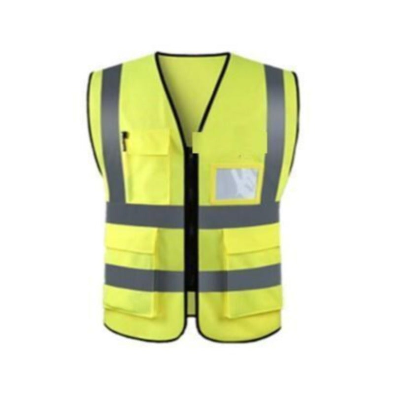 10 Pieces Reflective Clothing Multi Pocket Management Staff Fluorescent Yellow Large