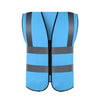 10 Pieces Zipper Reflective Vest Blue Safety Vest with 4 Reflective Strips Safety Vests for Environmental Sanitation Construction Riding Running